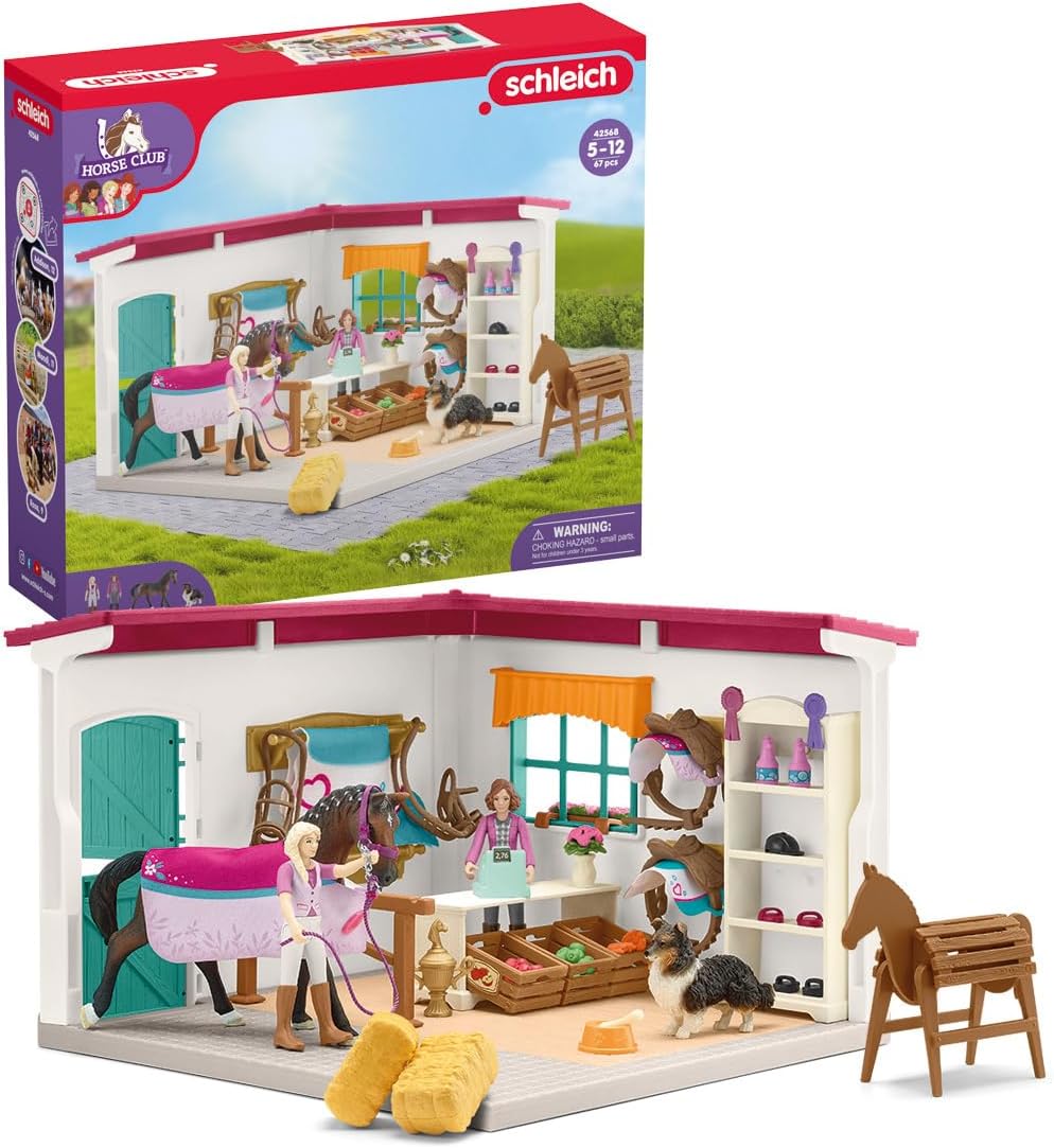 Schleich Horse Club 42568 Reitshop Spielset Pferd Reiterinnen Spielfigur Tierfigur Figur Spielzeug