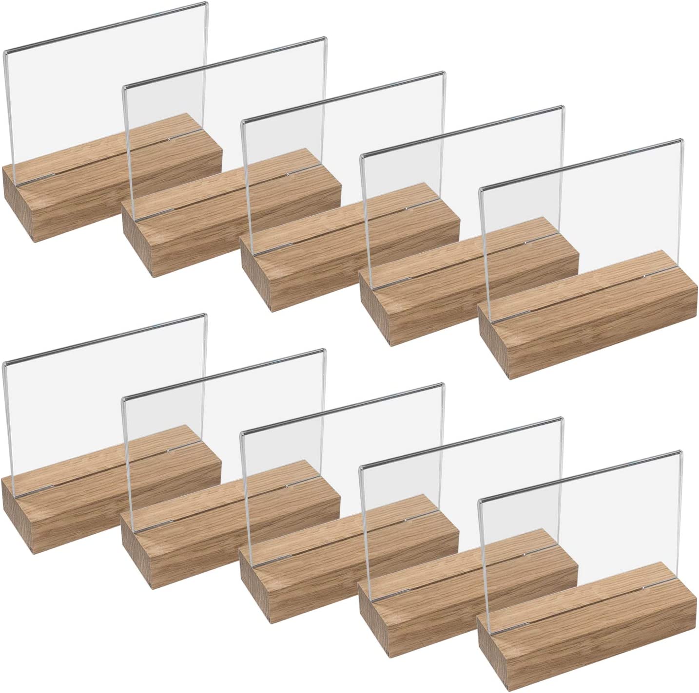 HMF 10x Acryl Tischaufsteller mit Holzfuß Querformat DIN A6