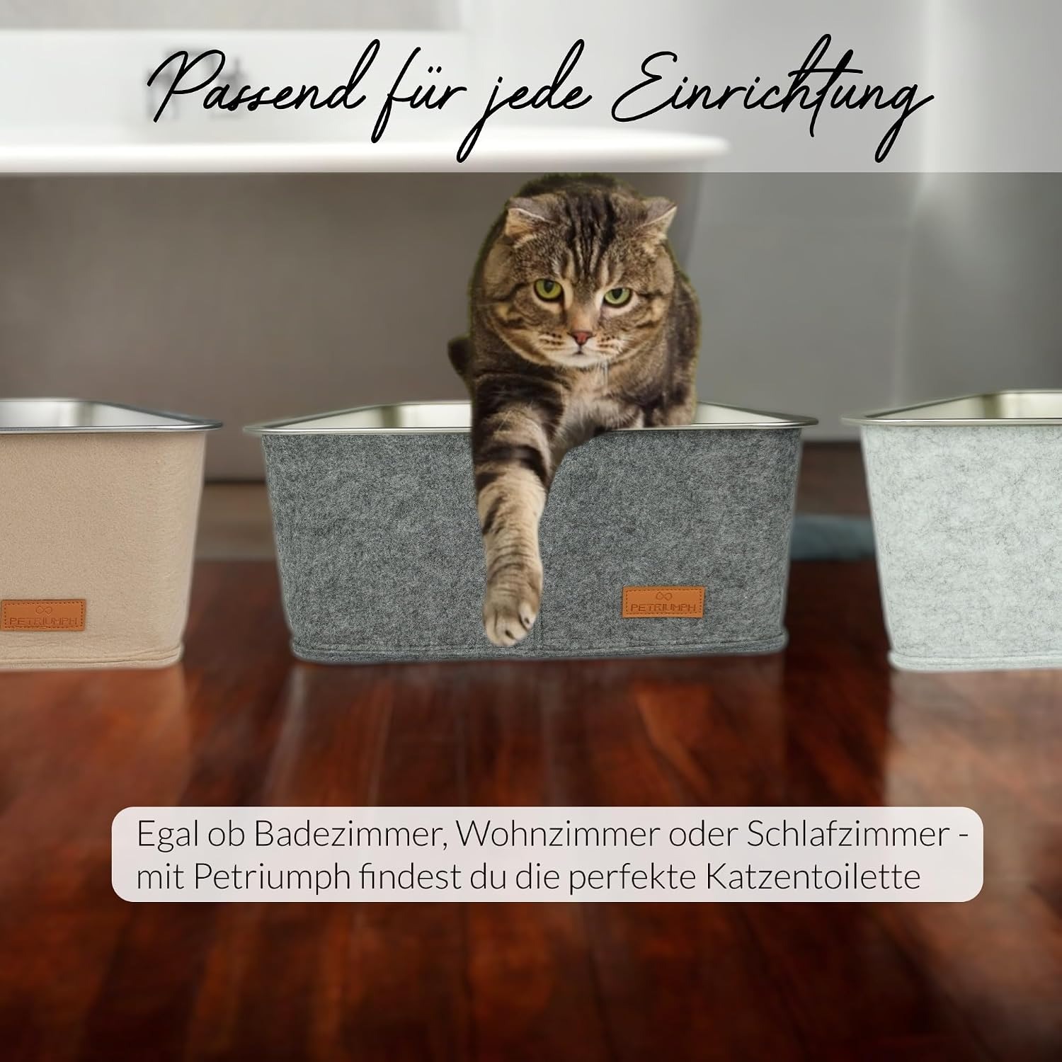 Katzentoilette, Filz, Grau, Rechteckig
