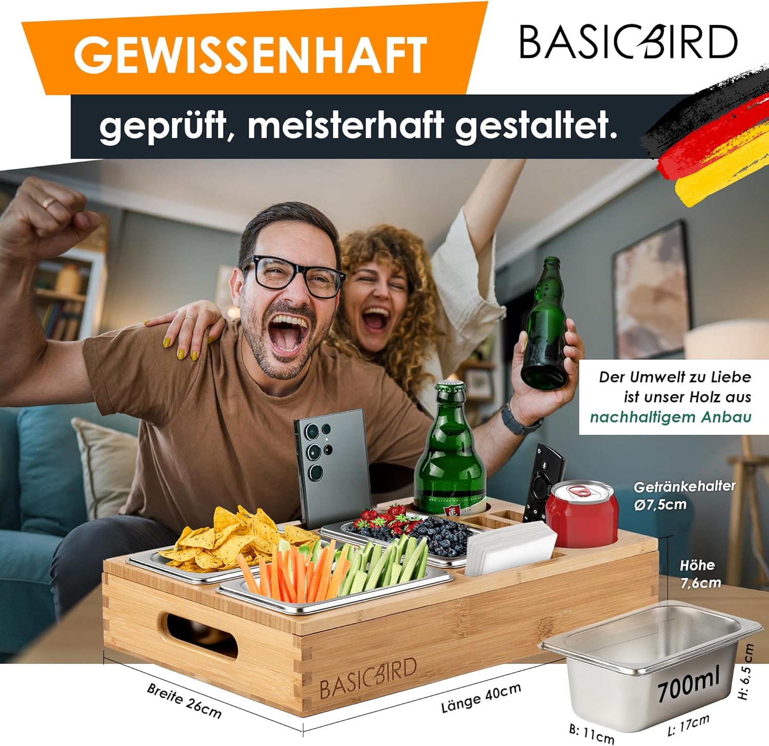 Couchbar Snackbox Organizer Tablett Snackspender Snackschale Sofatablett Snackbox