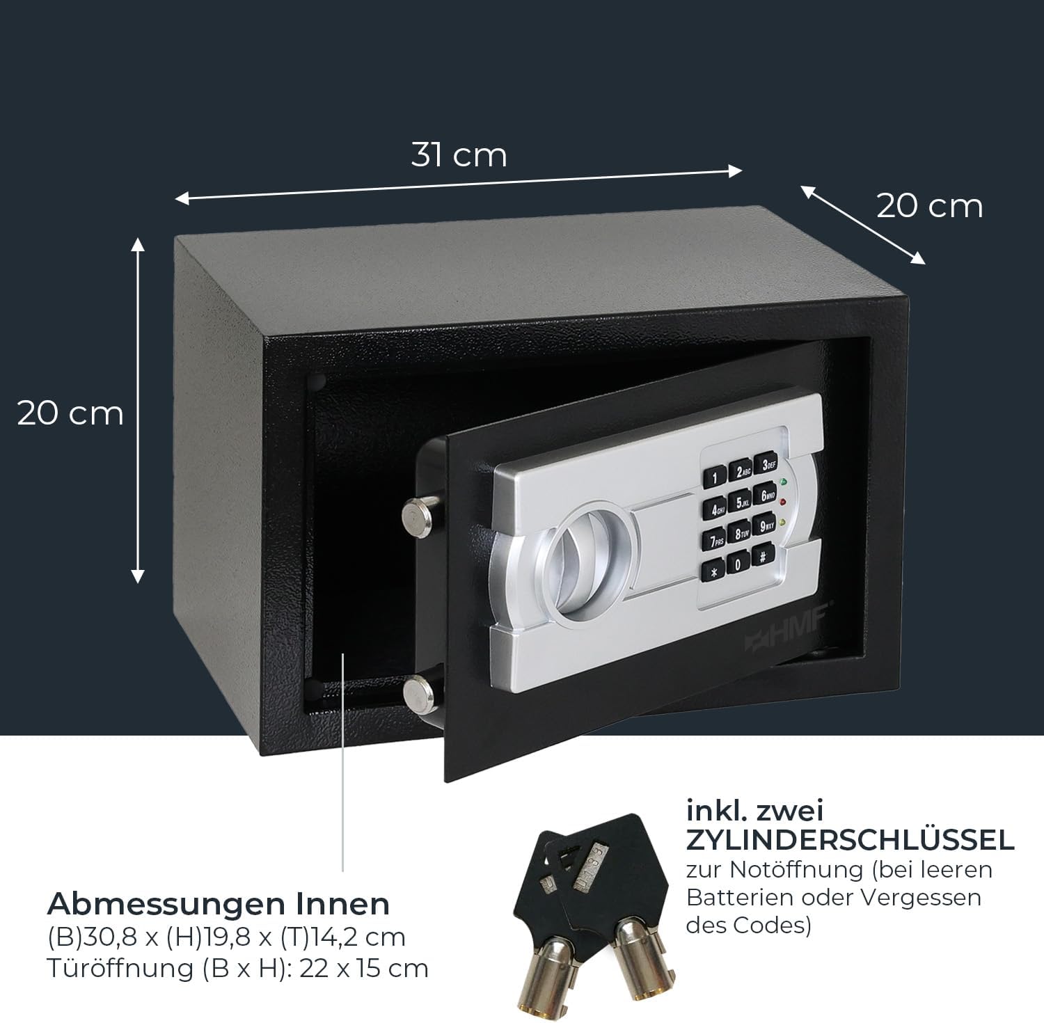 Wertschutzschrank, Sicherheitsschrank, Kombisafe, Safe elektrisch, Schlüsselset included