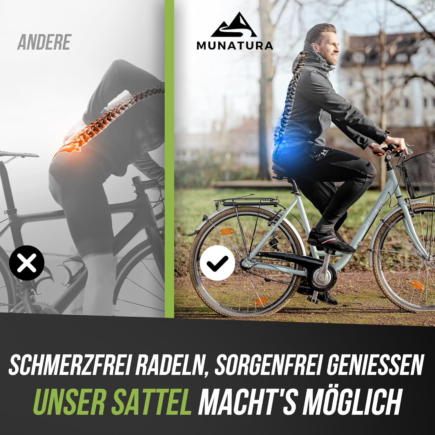 MUNATURA Fahrradsattel mit Memory Foam Fahrradsattel Sattel City