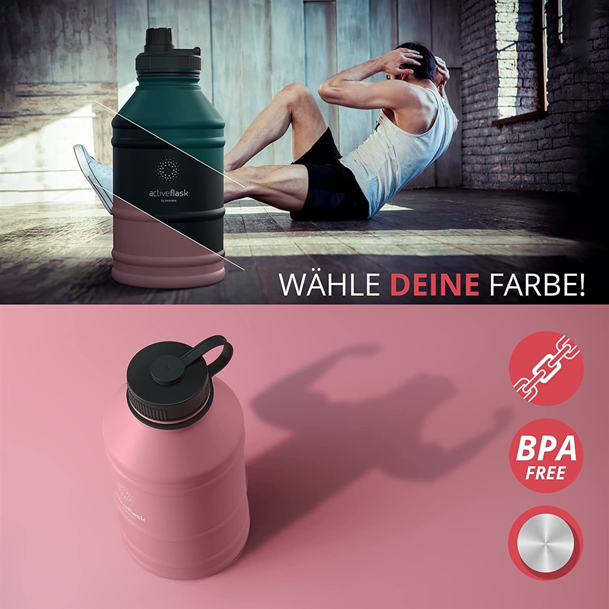 Trinkflasche, Sportflasche, BPA-frei, Schulterverschluss, Farbauswahl