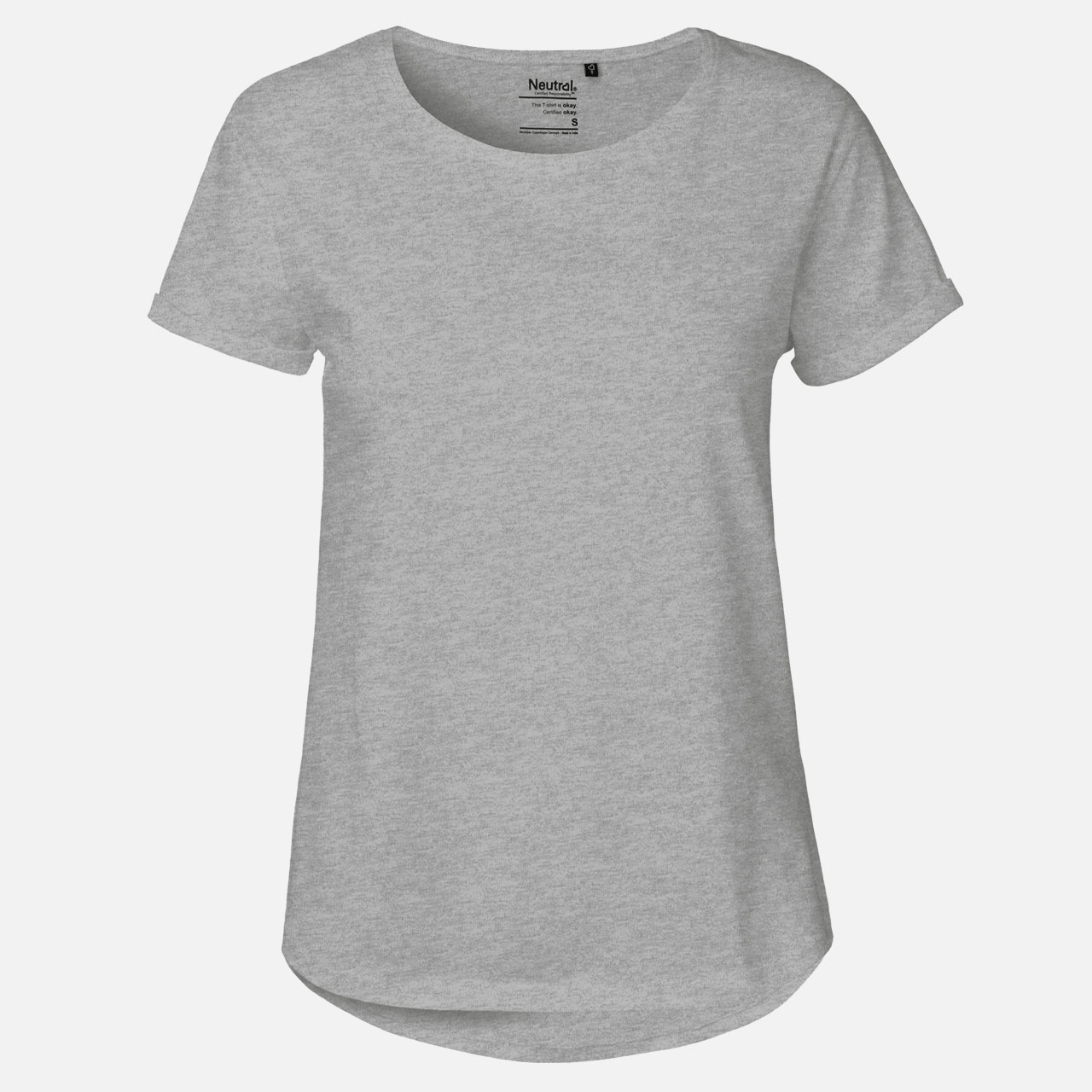 Ladies Roll Up Sleeve T-Shirt - Bio-Baumwolle Sports Grey Sports Grey L