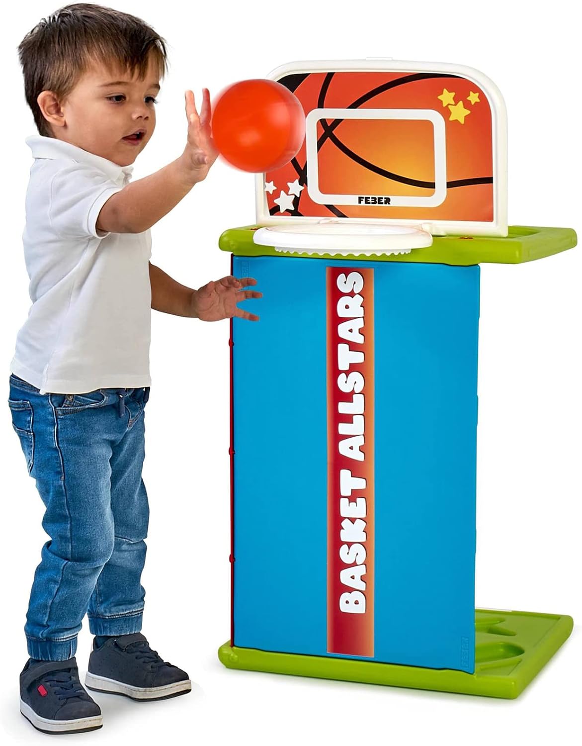 FEBER - Activity Cube 4 in 1, Aktivitätswürfel, komplettes Spielzeug, 3 Sportarten: Fußball, Basketball und Golf, ist ein Tisch, inklusive Zubehör, um Aktivität Kinder zu fördern, Famosa (FEB03000)