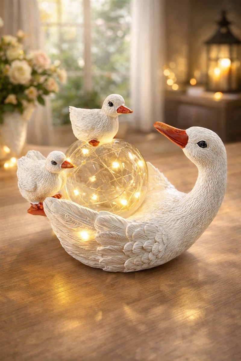 Schwan, Dekofigur, Lichterkugel, Weihnachtsdeko, Skulptur