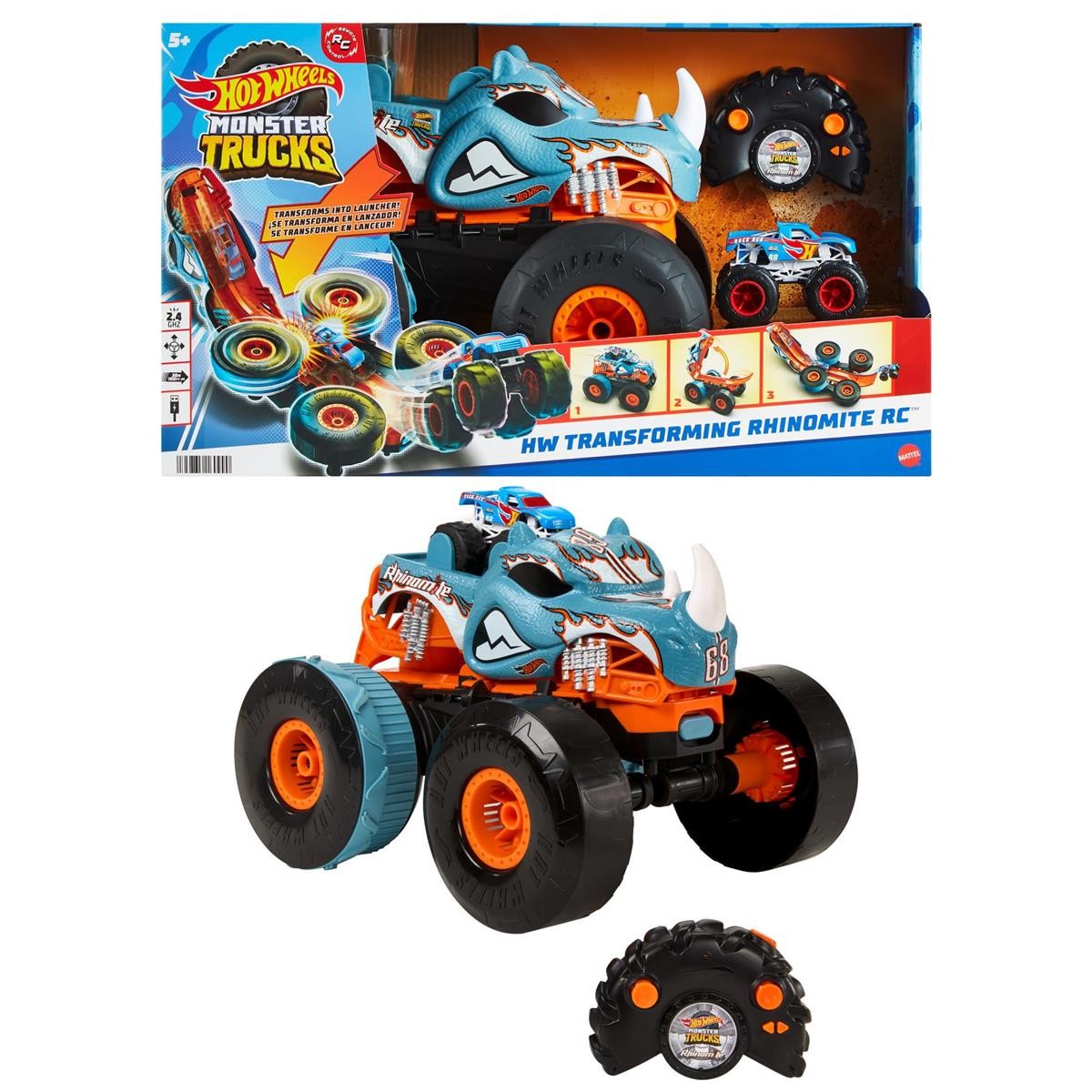 Monster Truck, RC car, 4x4 Fahrzeug, blau orange, verwandelt
