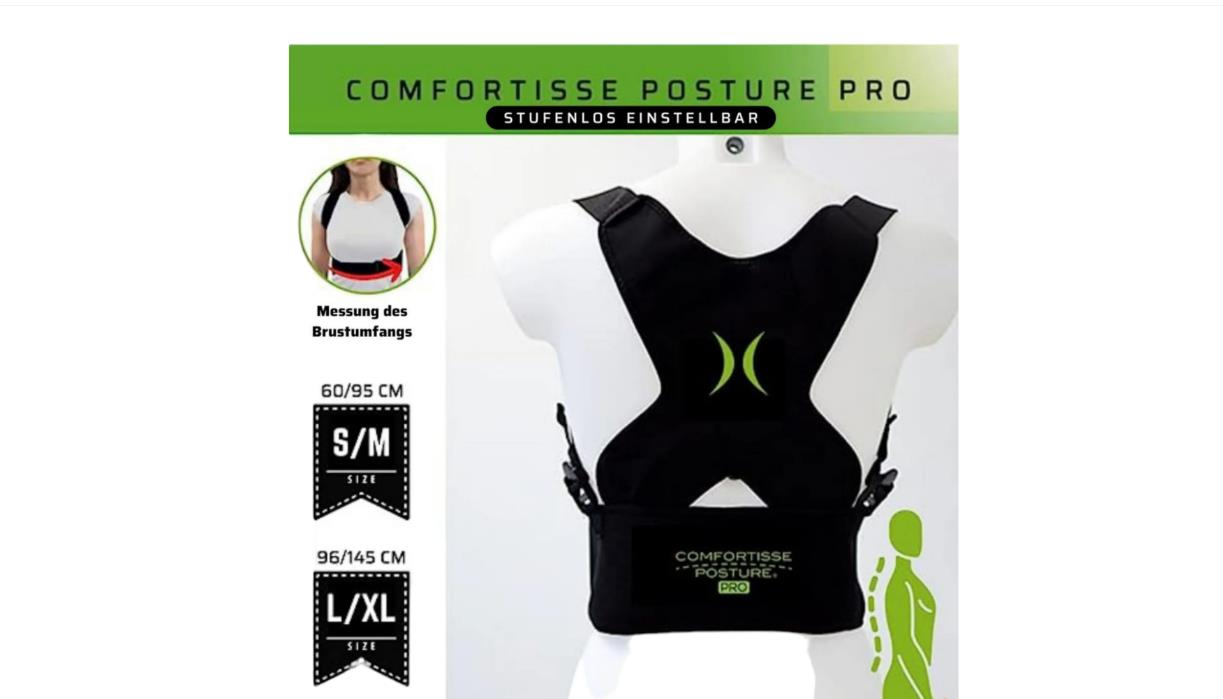 Geradehalter für Rücken S-M Rückenstabilisator Posture Pro Comfortisse