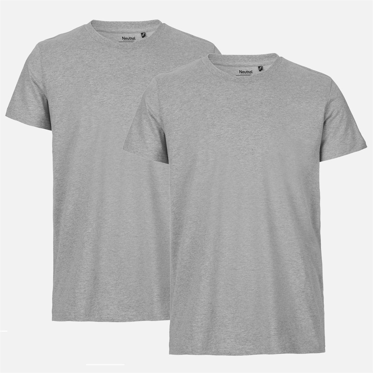 T-Shirt, Rundhalsausschnitt, Kurzarm, grau meliert, 2er-Pack