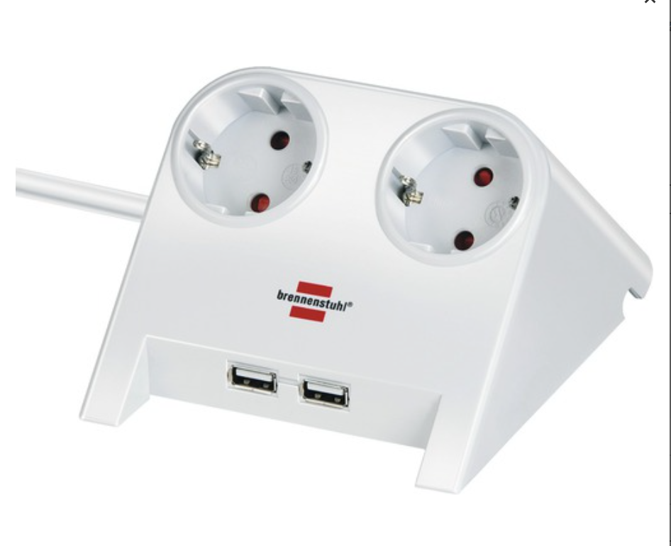 Brennenstuhl Desktop Power Charger 2-fach mit USB weiß/poliert 1,8 m