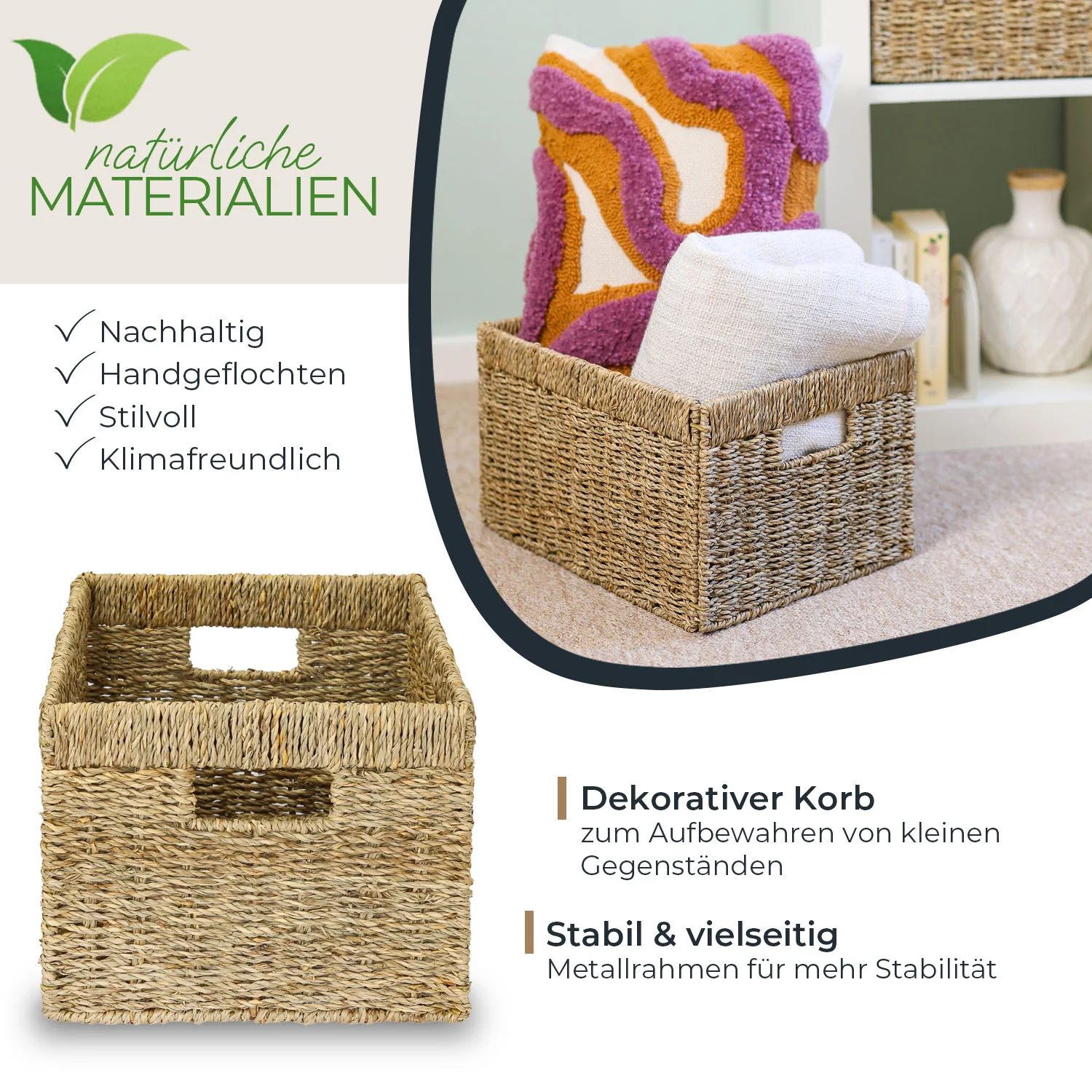 Aufbewahrungskorb Seegras 4er Set