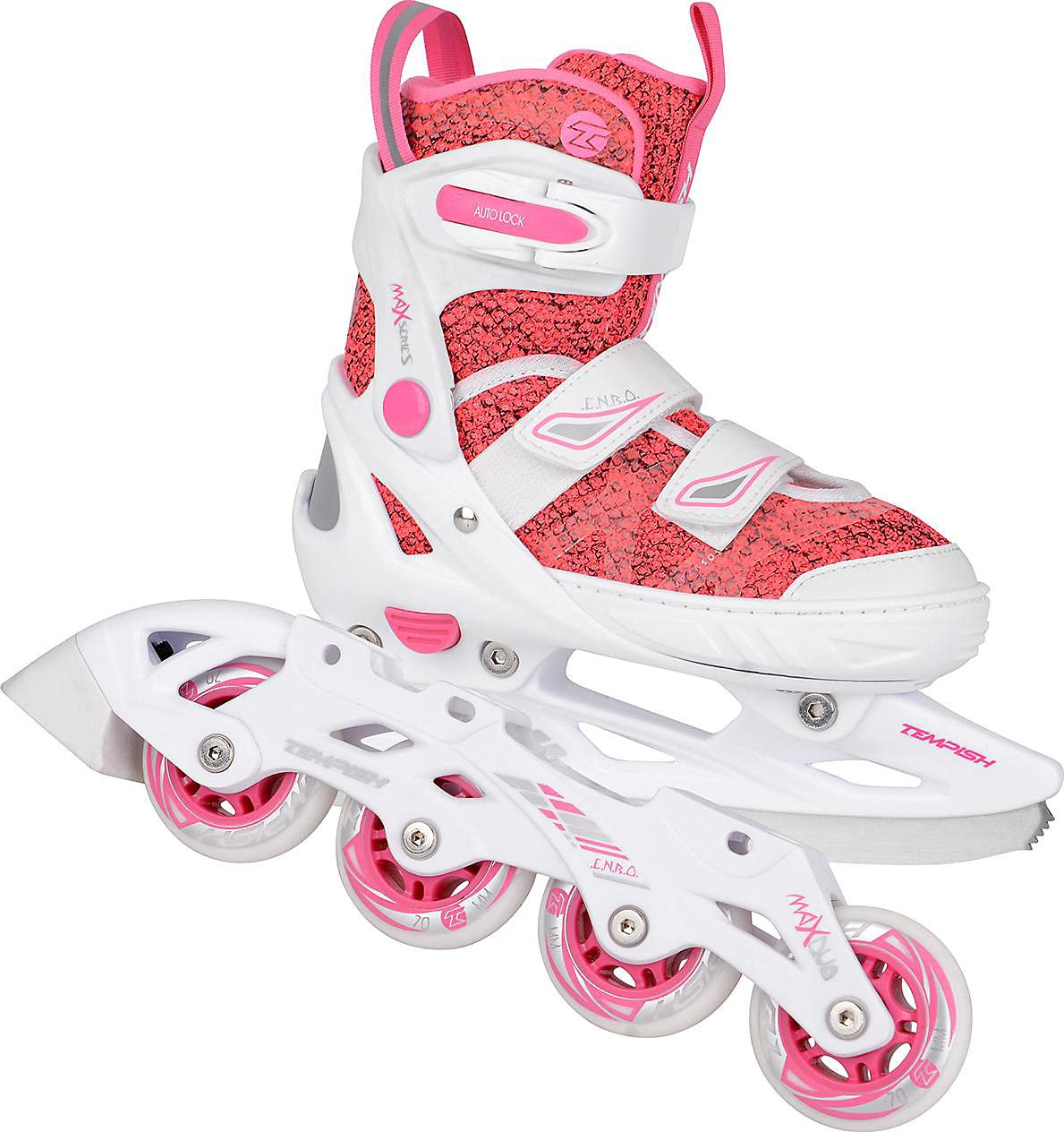 Tempish 2-in-1 Inliner und Schlittschuhe Enbo Duo rosa/weiß Größe 33 bis 36