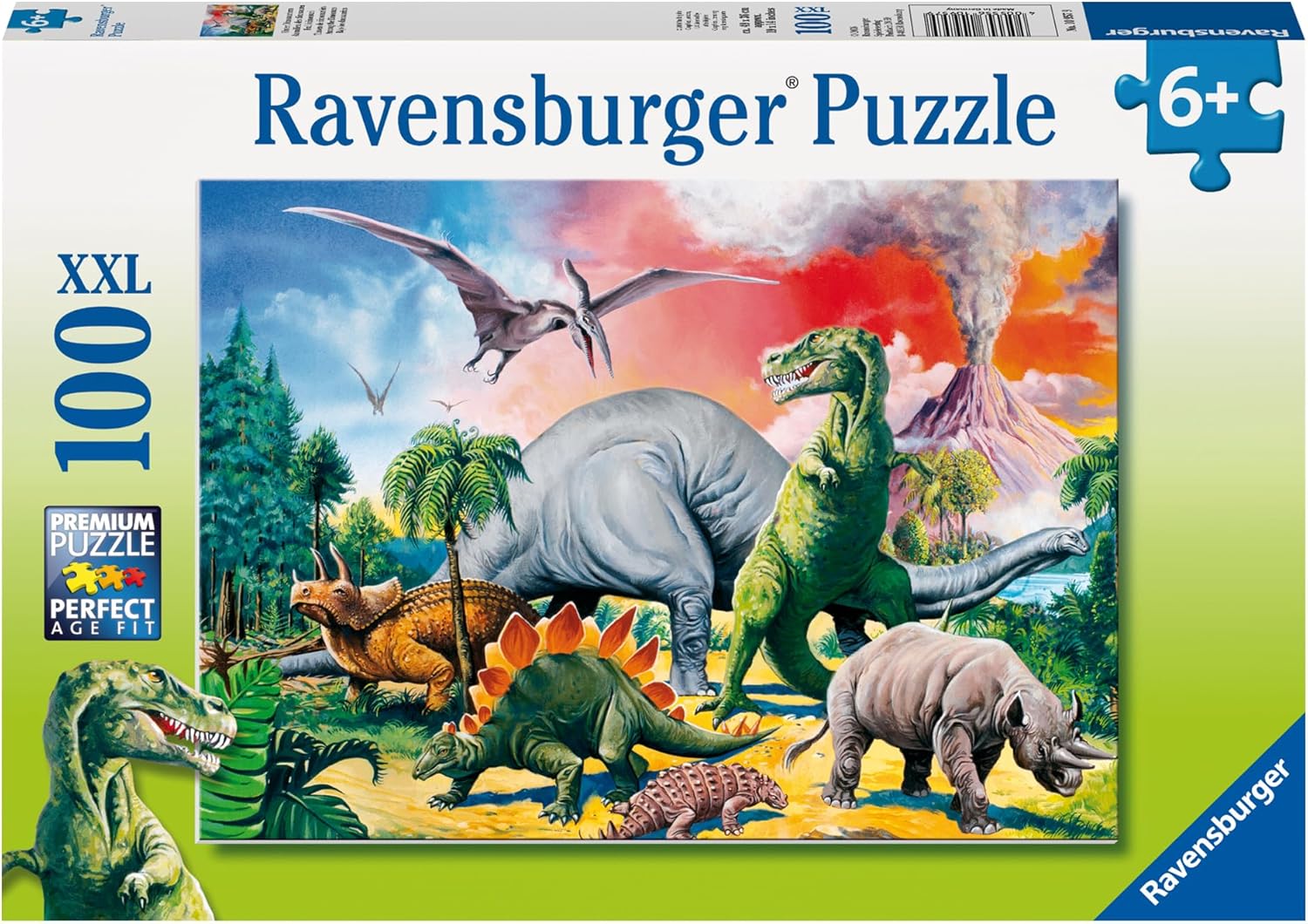 Ravensburger Kinderpuzzle - 10957 Unter Dinosauriern - Dino-Puzzle für Kinder ab 6 Jahren, mit 100 Teilen im XXL-Format