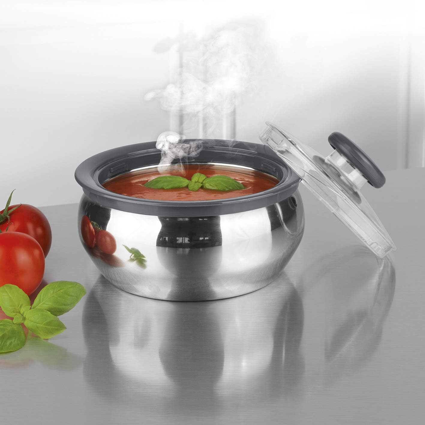 MAXXMEE Edelstahl Thermoschüssel mit Deckel Warm Kalt 600ml