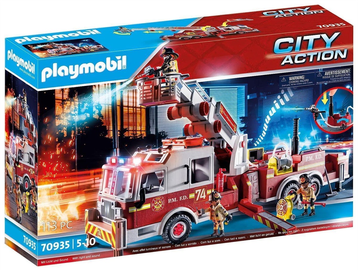 Feuerwehrfahrzeug, Rettungswagen, Löschfahrzeug, Playmobil, 113 Teile