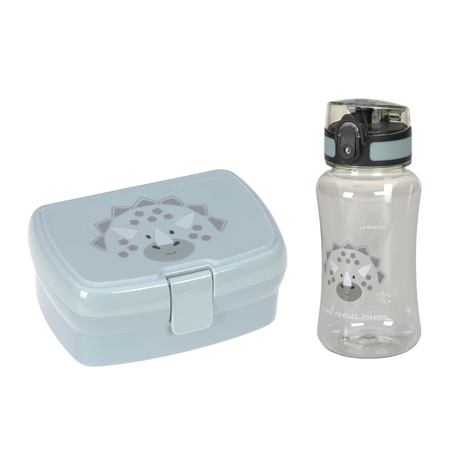 LÄSSIG 1210057547 Pausenset About Friends Dino Brotdose Trinkflasche Set Lunch Set Lunchbox Trinkflasche