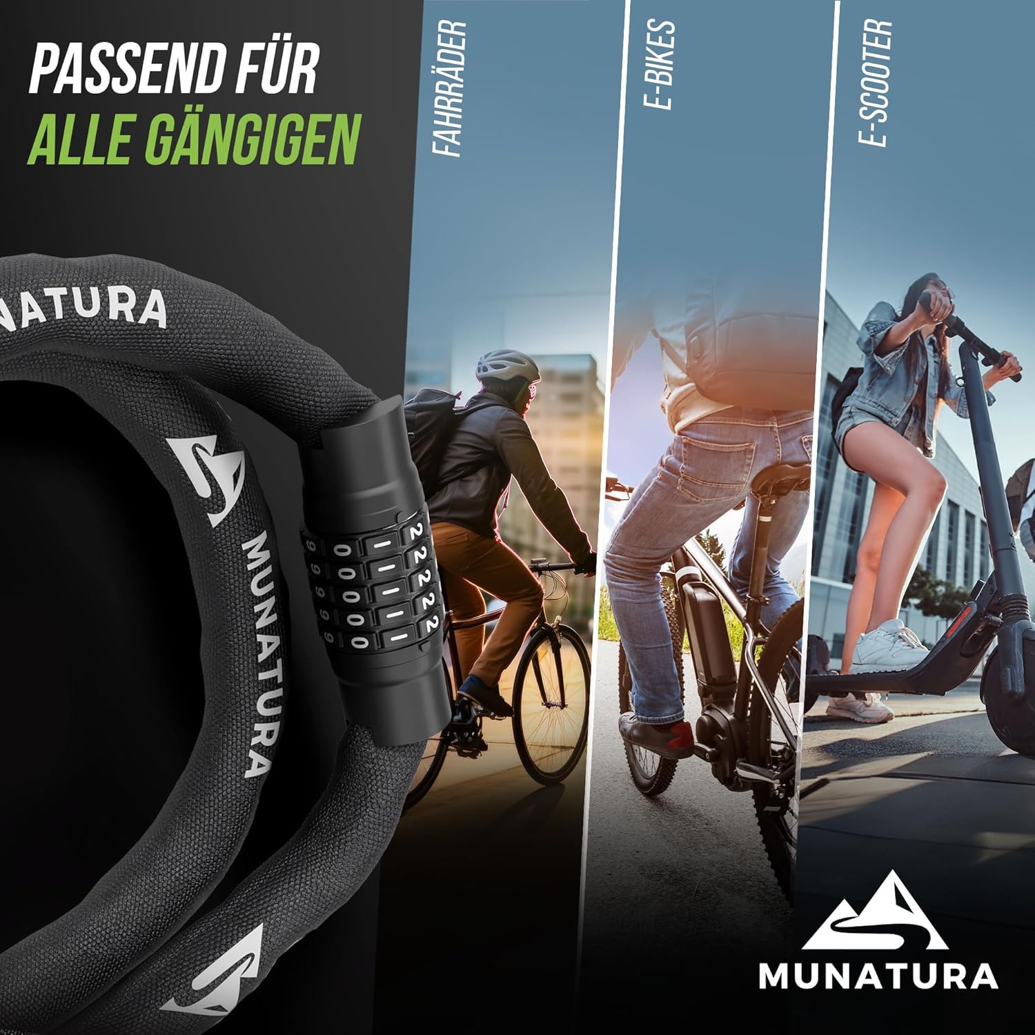 MUNATURA Fahrradschloss Zahlenschloss  100cm