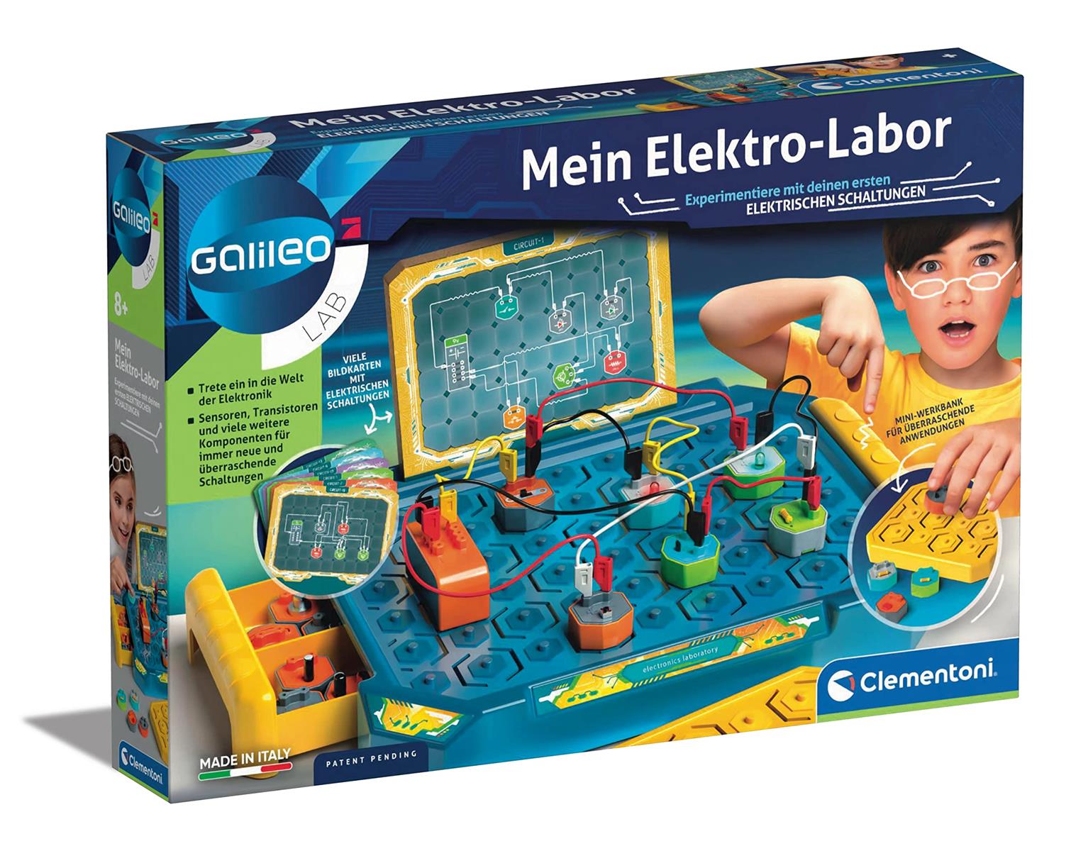 Clementoni Galileo Lab – Mein Elektro-Labor, spannender Experimentierkasten, elektronischer Bausatz mit Sensoren & Lichteffekten, für Kinder ab 8 Jahren von Clementoni 59292