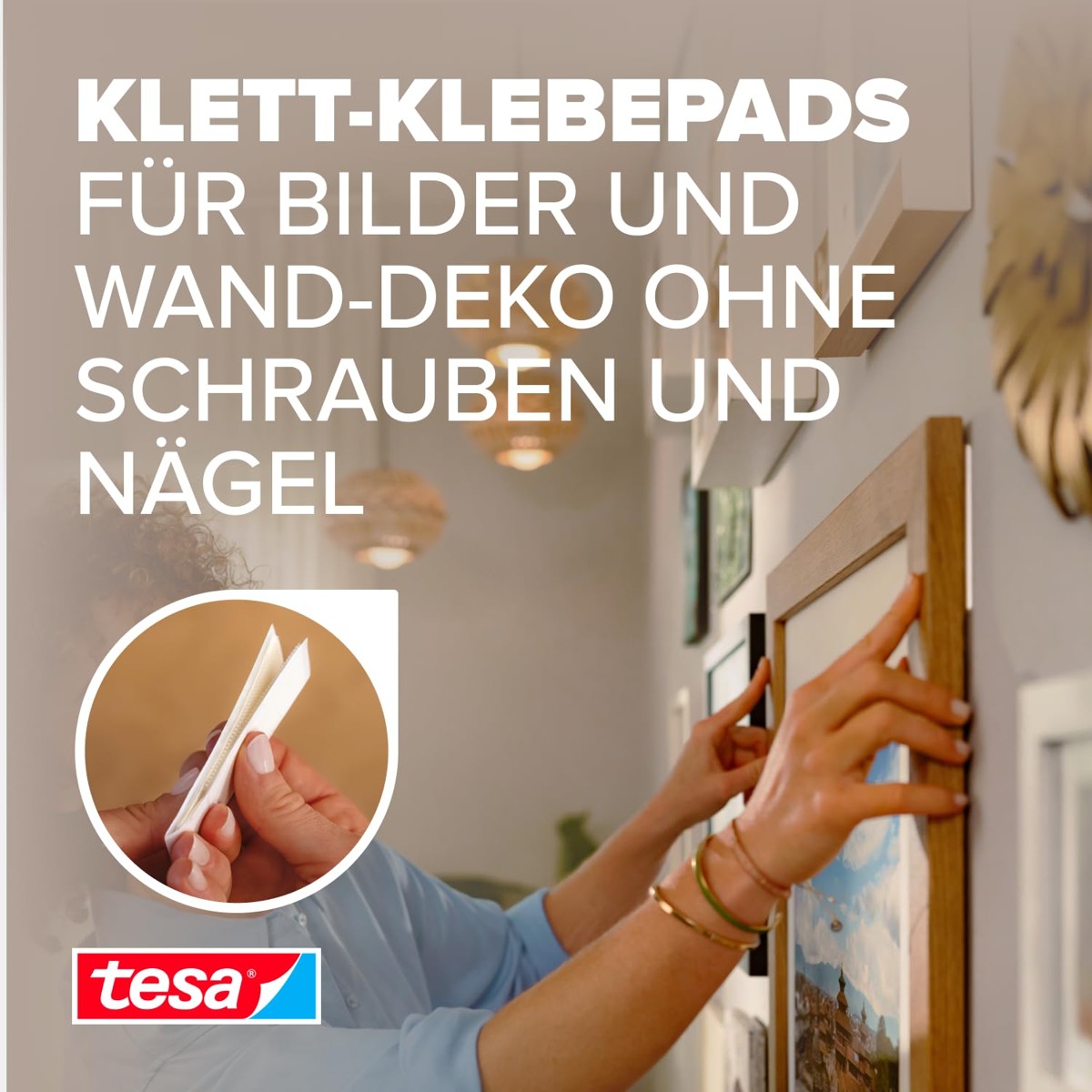 Klett-Klebepads, Bilderbefestigung, Wanddekoration, schraubenfreie Montage, weiß