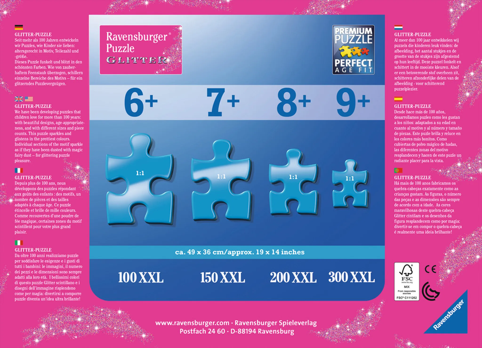 100 Teile Ravensburger Kinder Puzzle XXL Glitter Disney Frozen Schnee