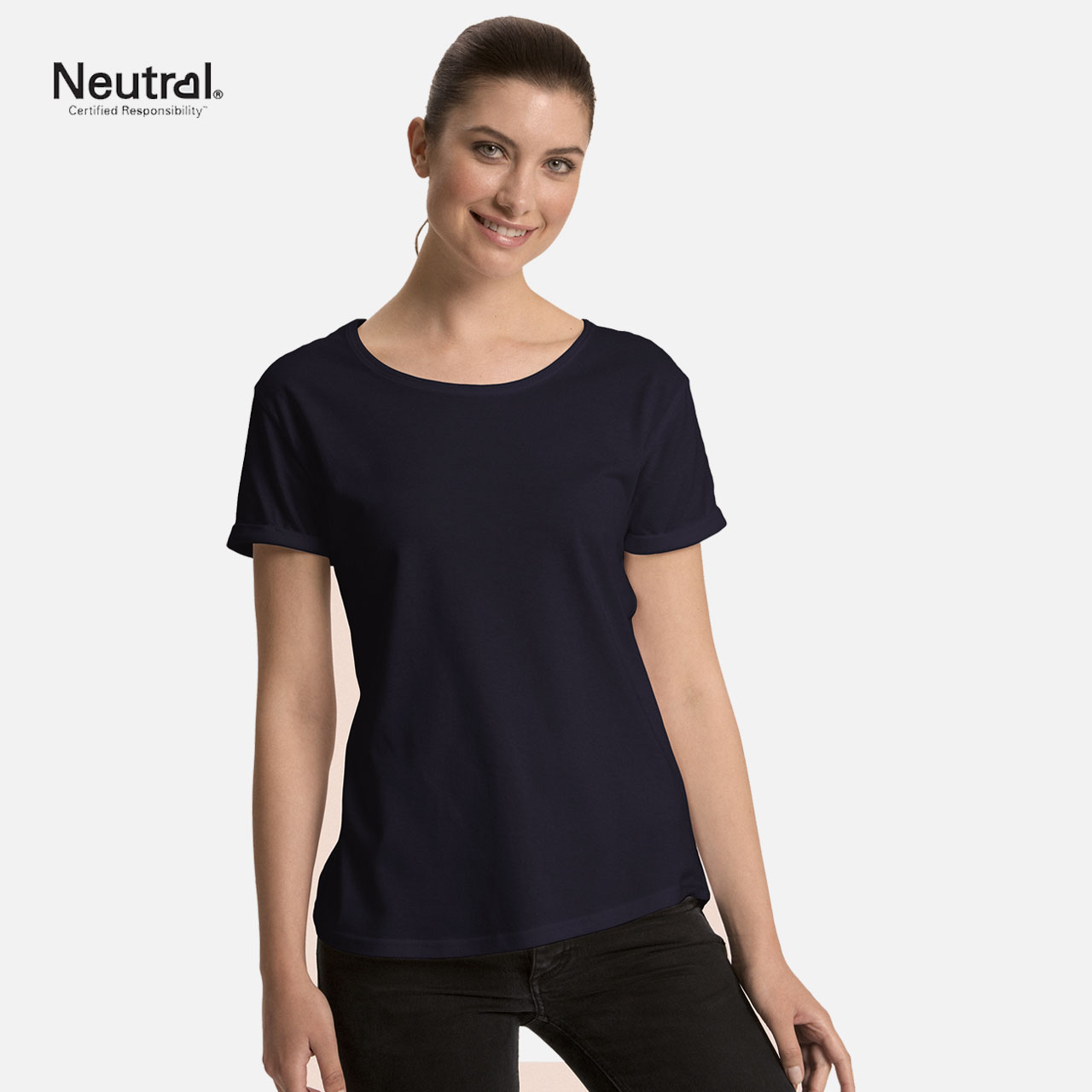 Doppelpack Ladies Roll Up Sleeve T-Shirt - Weiß / Navy XL Weiss / Navy