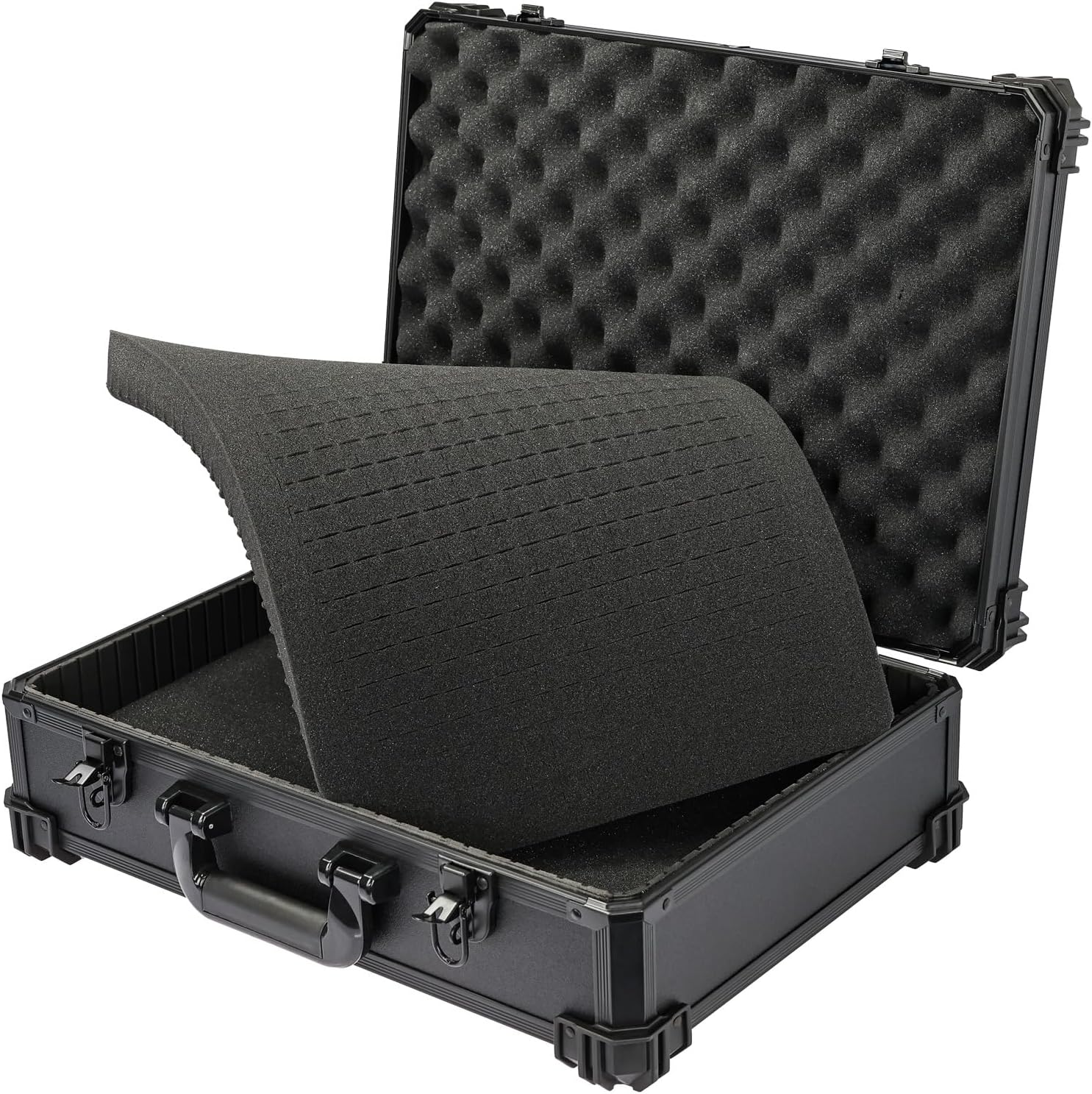 HMF Werkzeugkoffer leer, Werkzeugkasten groß mit Rasterschaumstoff 46 x 33 x 15 cm