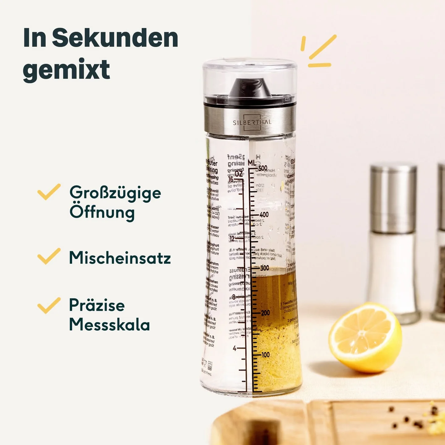 Silberthal Dressing Shaker 500 ml - Shaker für Marinaden und Shakes