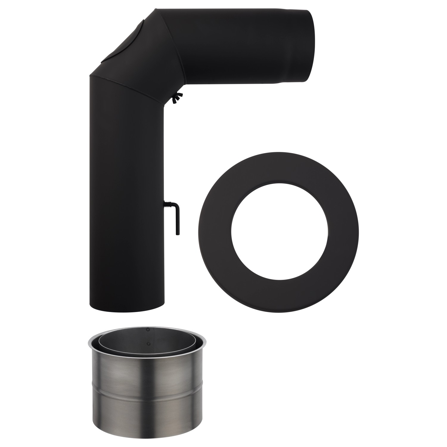 Firefix Rauchrohr Set Ø 150 mm 3 teilig Schwarz