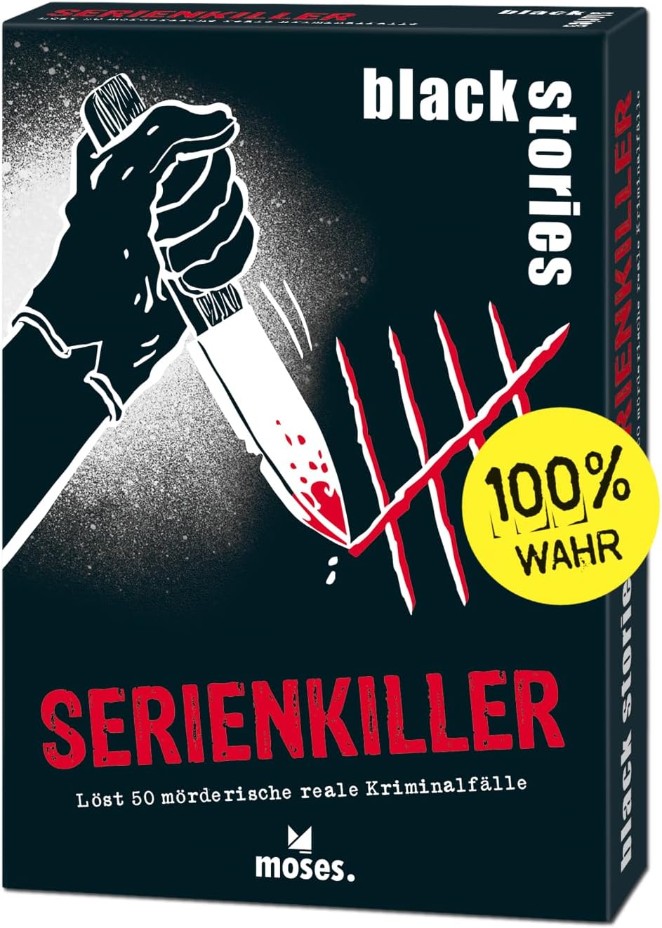 moses. Black Stories Serienkiller Krimi Kartenspiel Rätselspiel