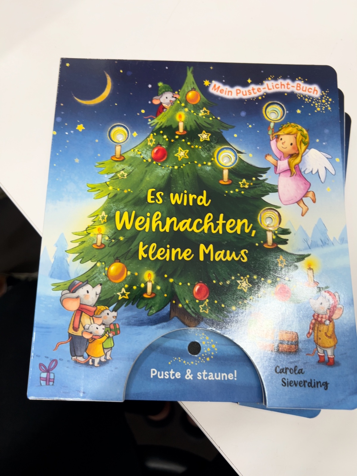 weihnachtsbaum, kinderbuch, lederbuch, sternen, maus