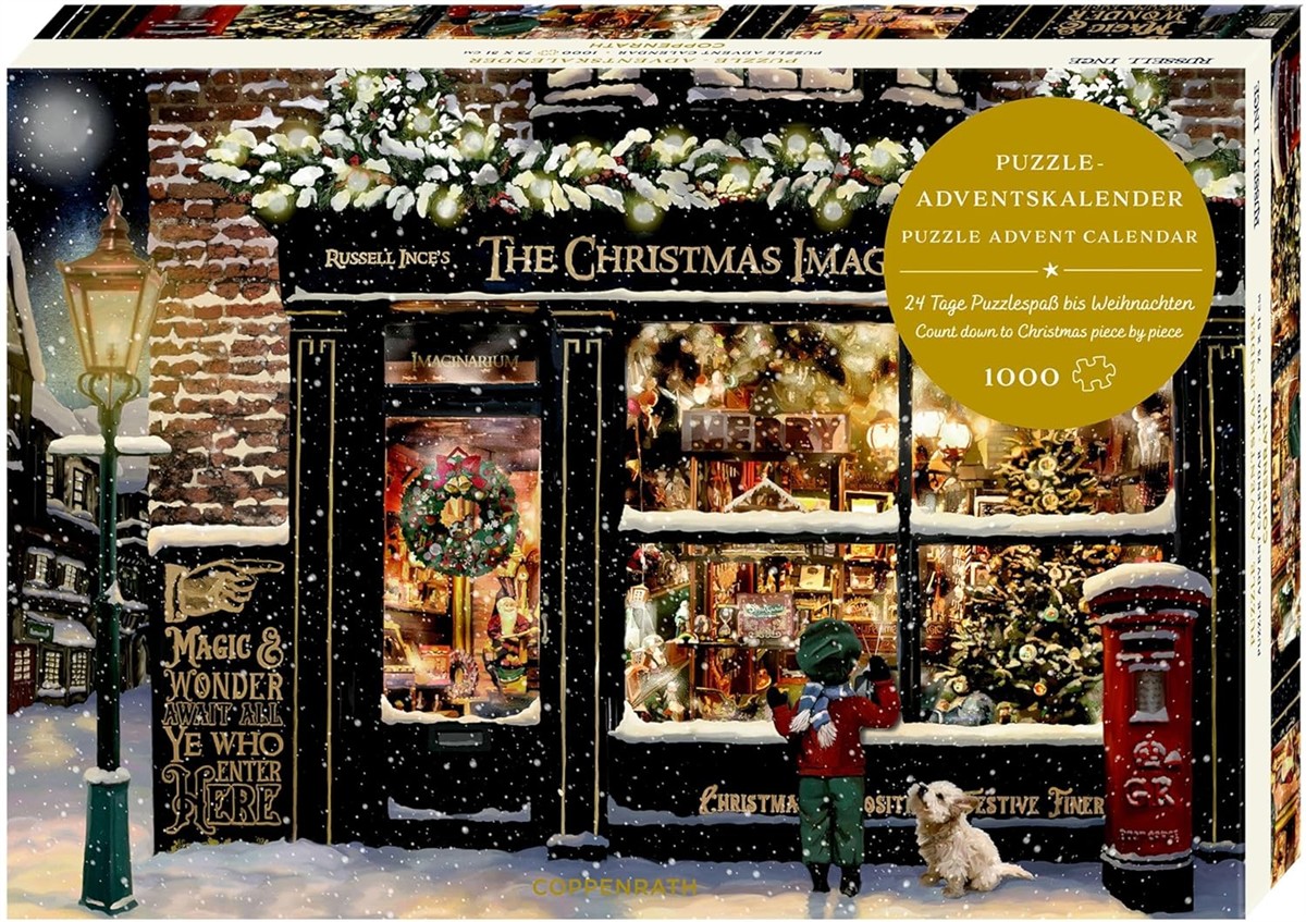 Puzzle, Adventskalender, Weihnachten, Ladenfront, Schneefall