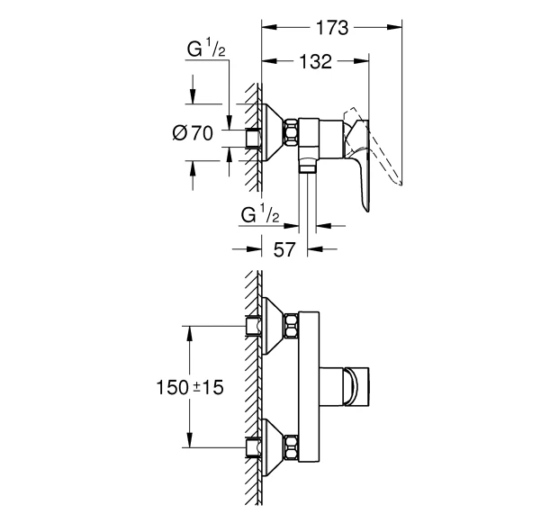 Grohe QuickFix Einhebel Duscharmatur Start Alira Chrom Wandmontage