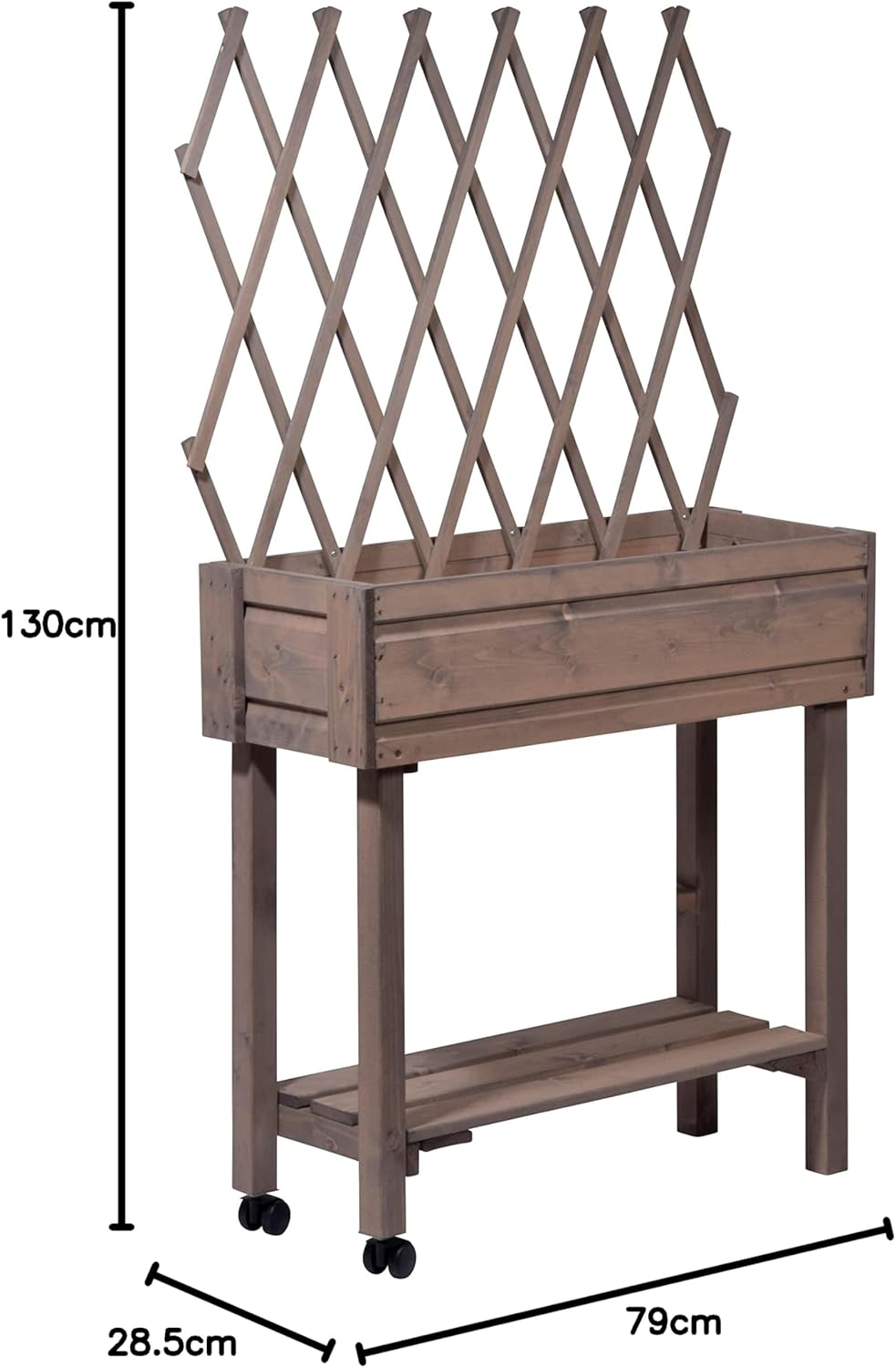 Dobar Rollbares Hochbeet mit Rankhilfe braun