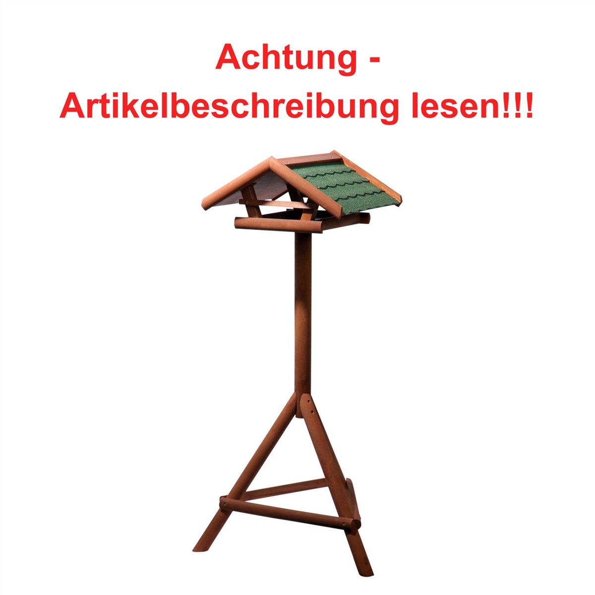 Vogelhaus, Futterhausständer, Holz, grünes Dach, Dreibein