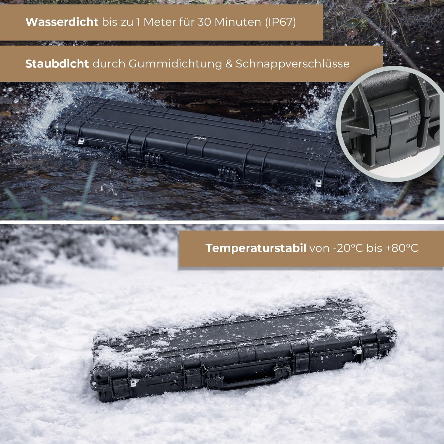 Koffer, Wasserdicht, Staudicht, Temperaturstabil, Gummidichtung