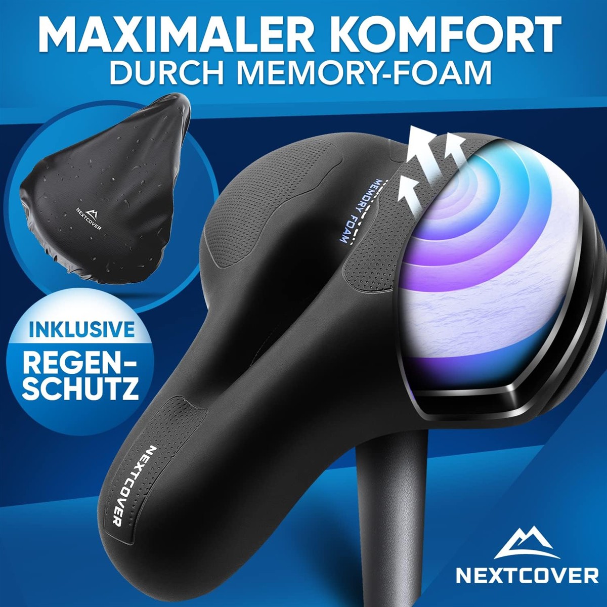 Sitzauflage, Sitzkissen, Memory-Foam, Regen Schutz, Schwarz
