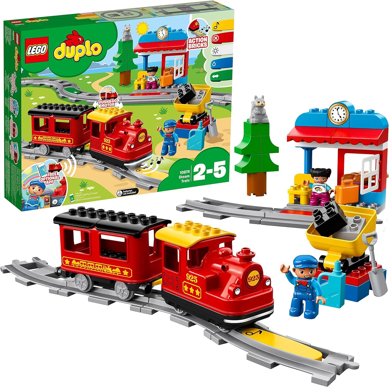 LEGO DUPLO 10874 Dampfeisenbahn Eisenbahn Spielzeug mit Tierfigur Zug-Spielzeug Push-&-Go-Motor LEGO-Sets LEGO Steine Bausteine Sets