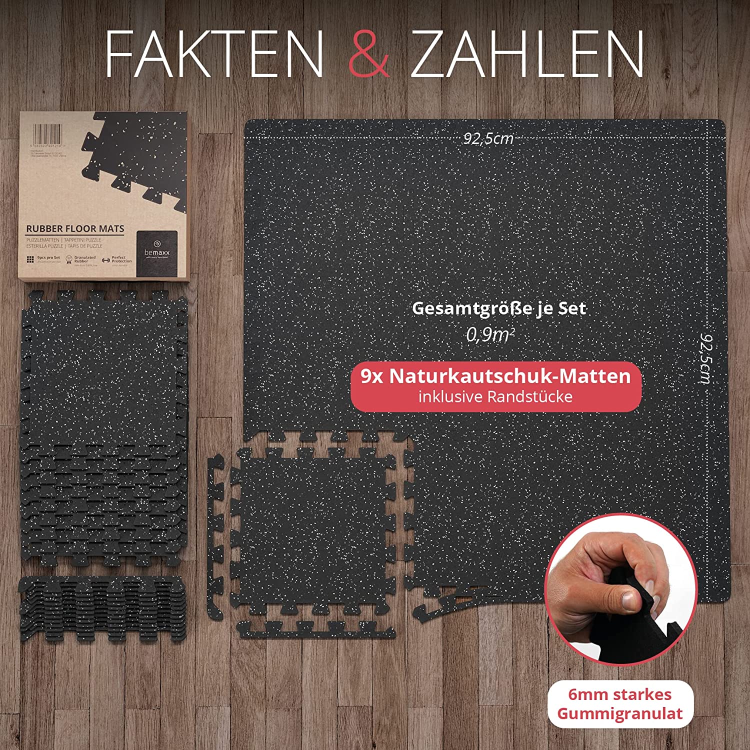 Schutzmatten 9tlg. Set Puzzlematte schwarz 30x30cm