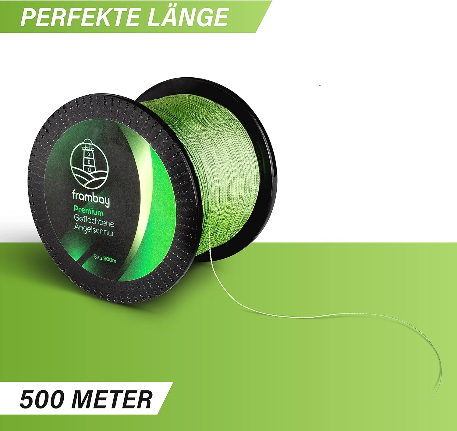 Frambay Geflochtene Angelschnur mit starker 4-Fach Flechtung I Angelschnur geflochten und flexibel Fishing Line Angelsehne Angel Schnur - 500m