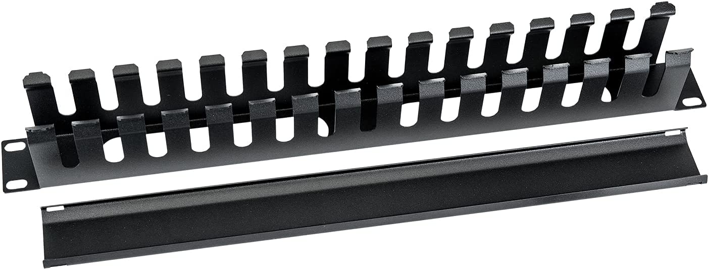 HMF Kabelmanagement mit Abdeckung für Serverschrank 19 Zoll 1HE schwarz