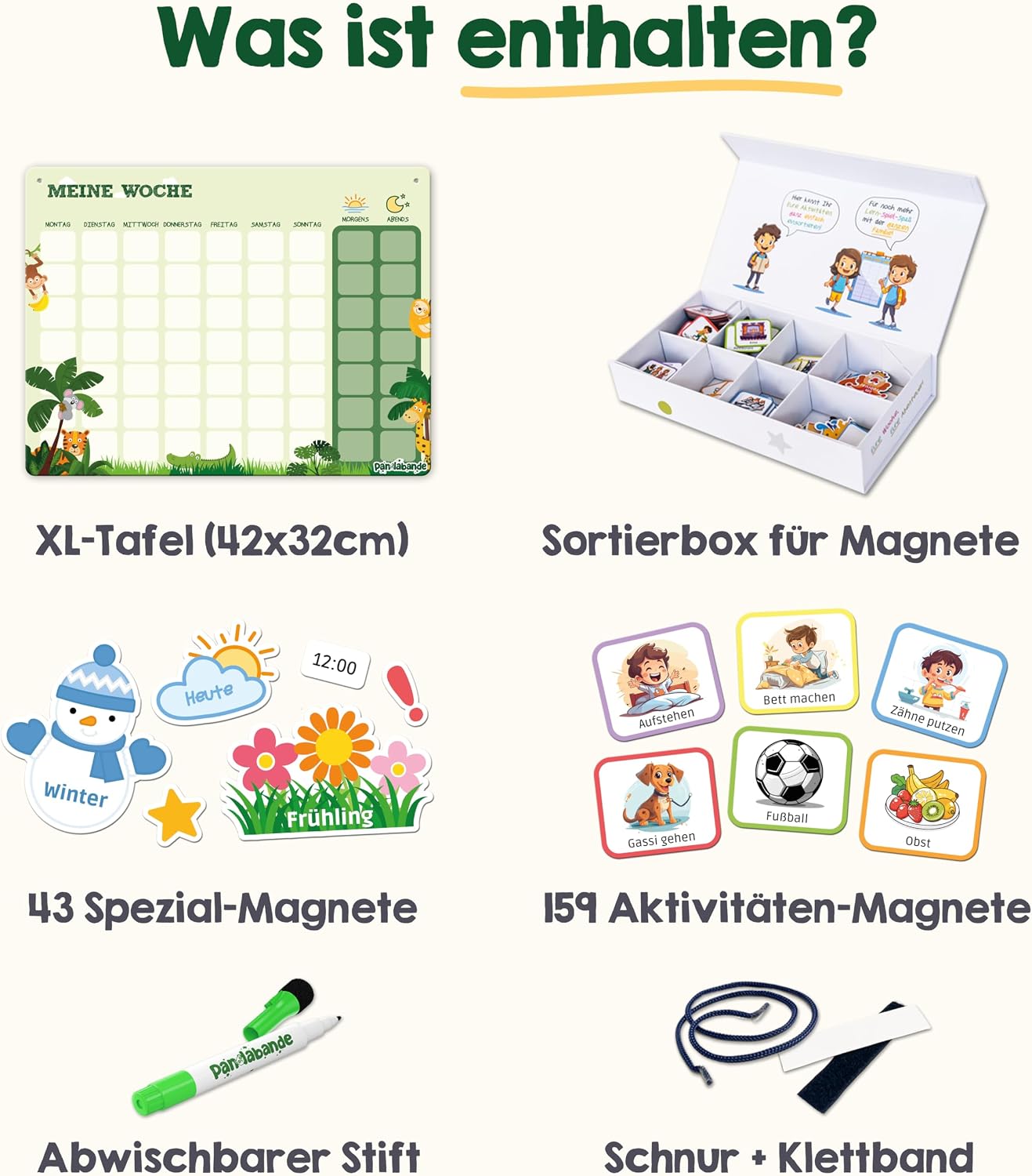 Magnetset, Sortierbox, Stifte-Set, Klebe-Set, Abziehstift