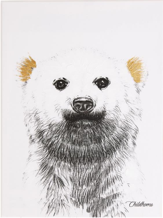 CHILDHOME CHOPBG Ölgemälde Eisbär gold 30 x 40 cm Polarbär Polar Bear Bild Ölbild Kunstwerk Leinwand