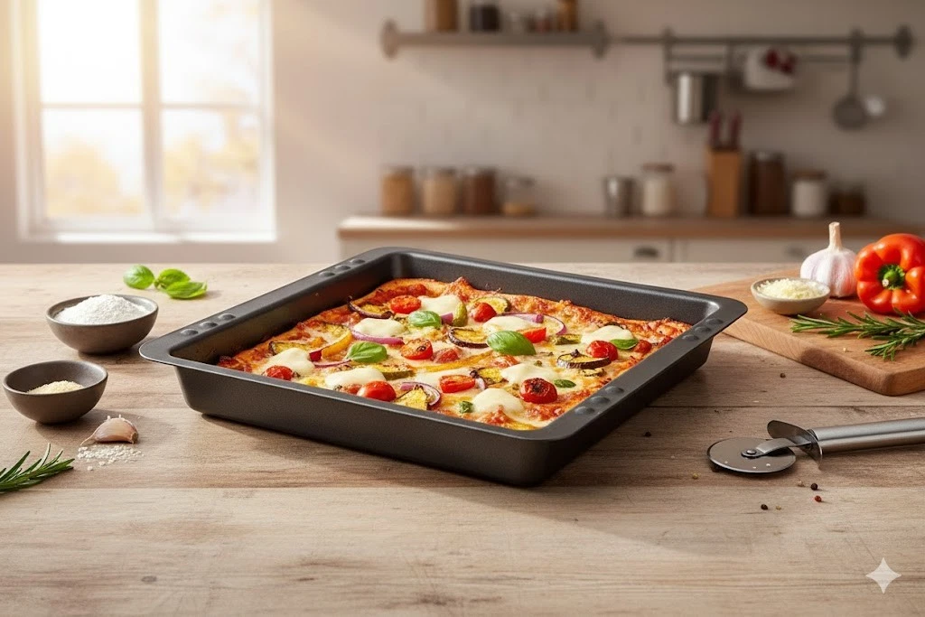 Pizza, Backblech, Kuchenform, Tomate, Käse