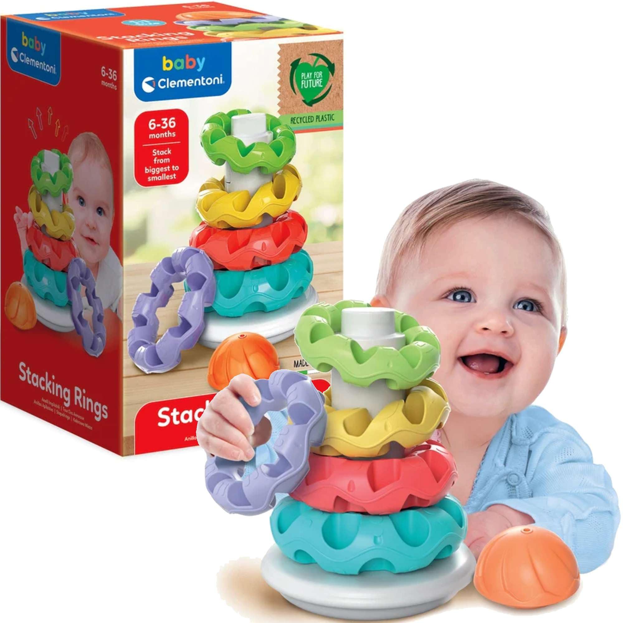 Clementoni 17103.3 Baby Stapel-Ringe/Farbring-Pyramide (Play for Future-100% recycelte Materialien), Multicolor