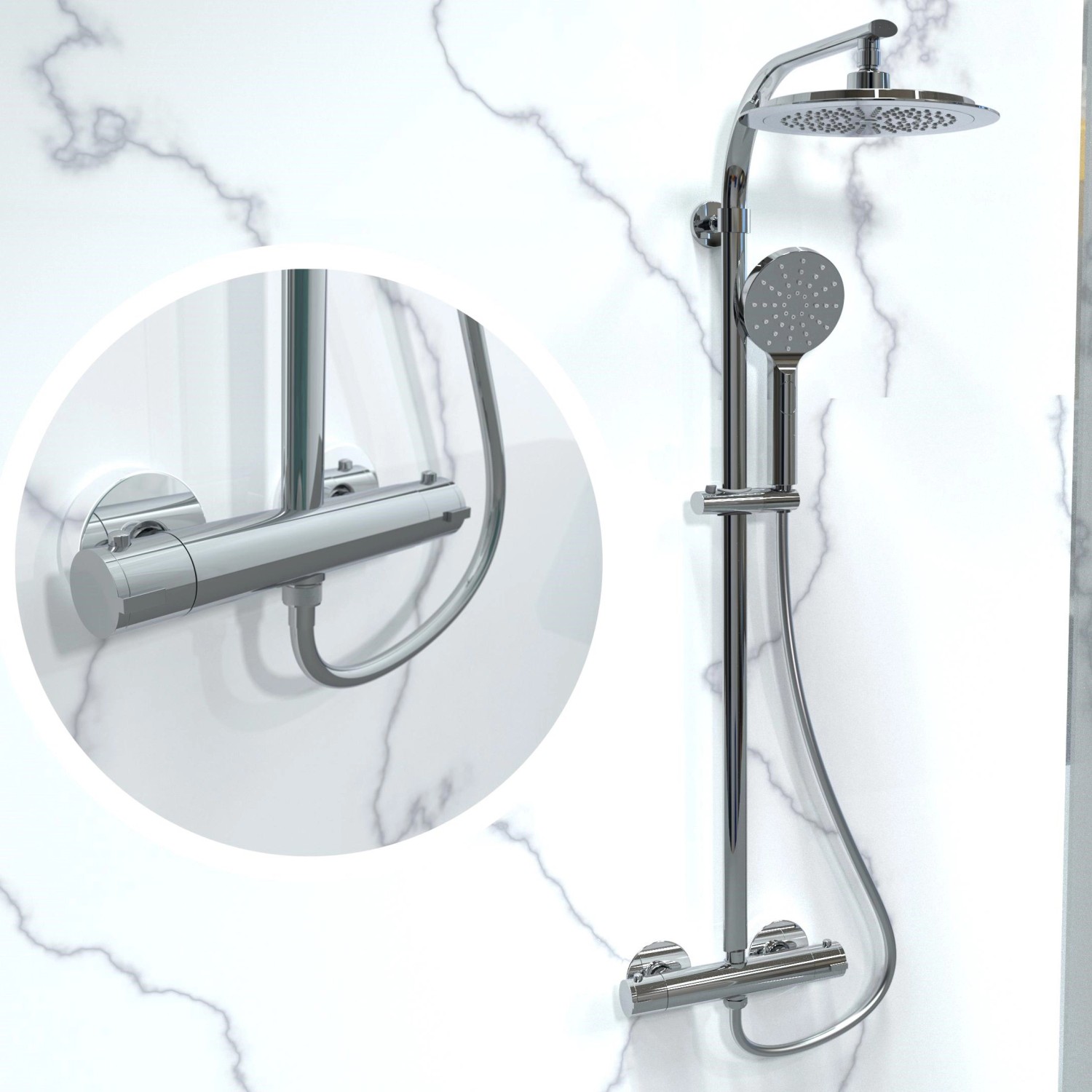 Schütte Überkopf Brauseset Madura Fresh mit Thermostat Verchromt