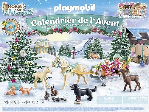 PLAYMOBIL Adventskalender Pferde 71345 Weihnachtliche Schlittenfahrt Horses of Waterfall Spielfiguren Adventszeit Weihnachten
