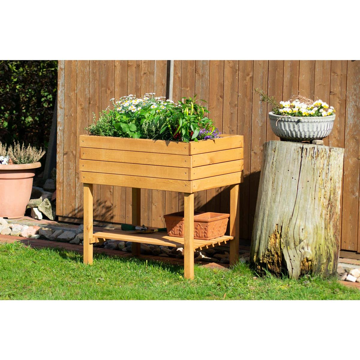 Dobar Hochbeet mit Ablage & inkl. Pflanzfolie D308