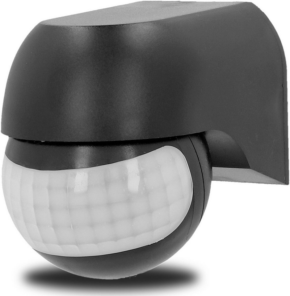 UNITEC Infrarot-Bewegungsmelder mit 180° Sensor für Innen und Außen, IP44, mit neigbarem Kopf, 12m Reichweite, Aufputz, 5 verschiedene Modi, schwarz, 2000W