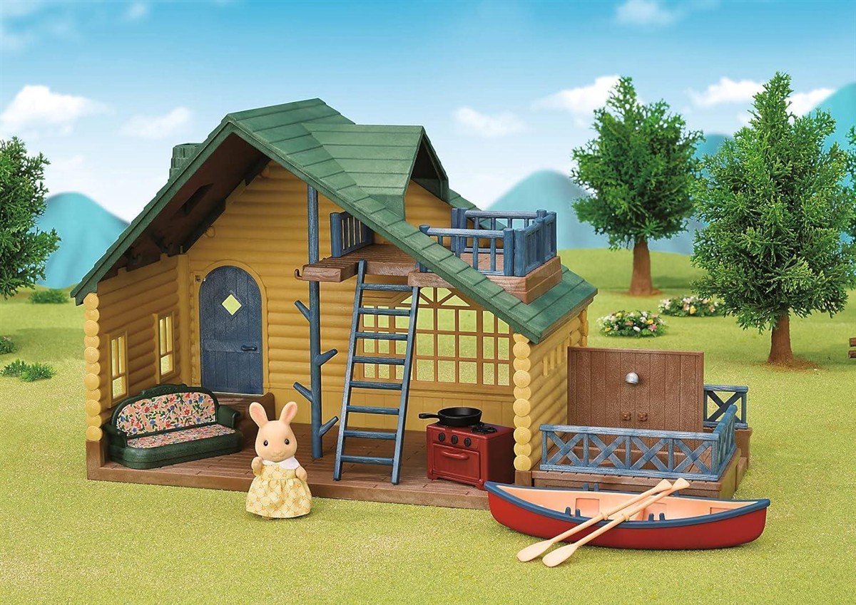 Sylvanian Families 5610 Blockhaus Spielhaus Puppenhaus mit Minifiguren Kaninchen Hasen