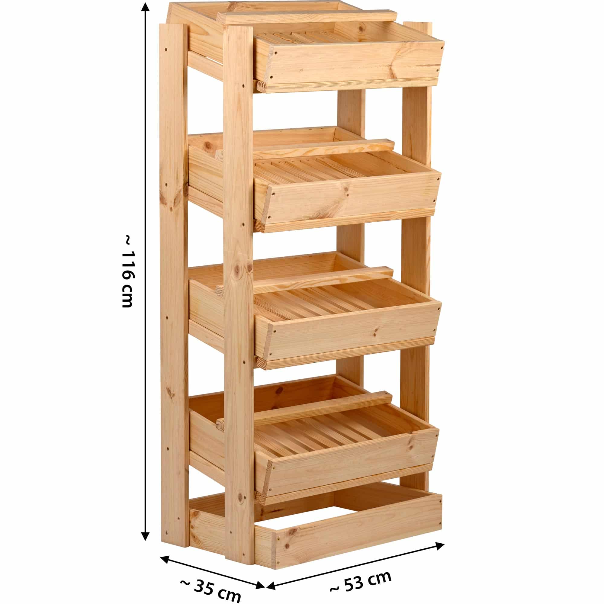 Vorratsregal für Obst und Gemüse Lagerregal Holzregal Natur DH62